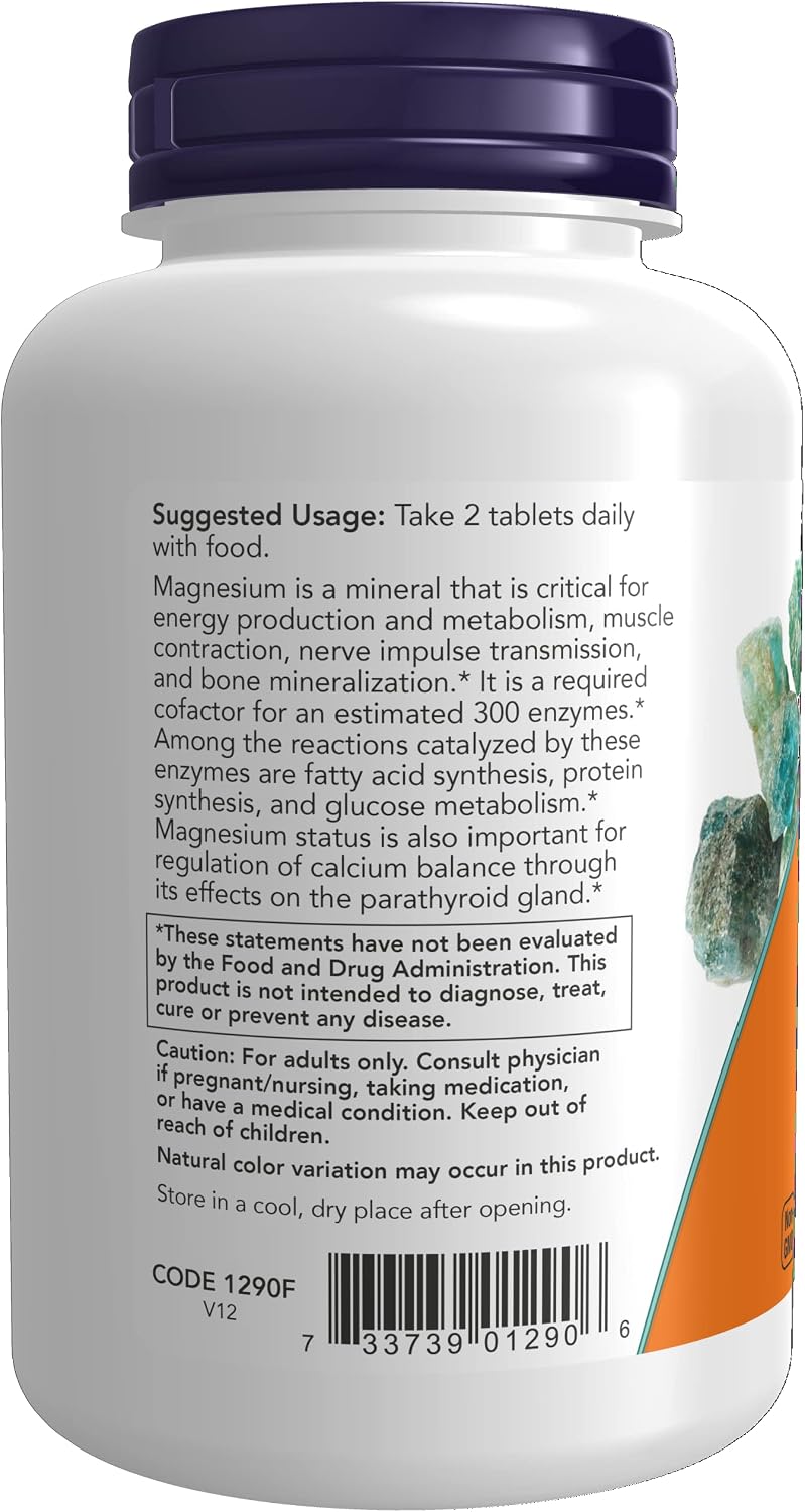 NOW Supplements, Magnesium Citrate 200 mg, Enzyme Function*, Nervous System Support*, 100 Tablets