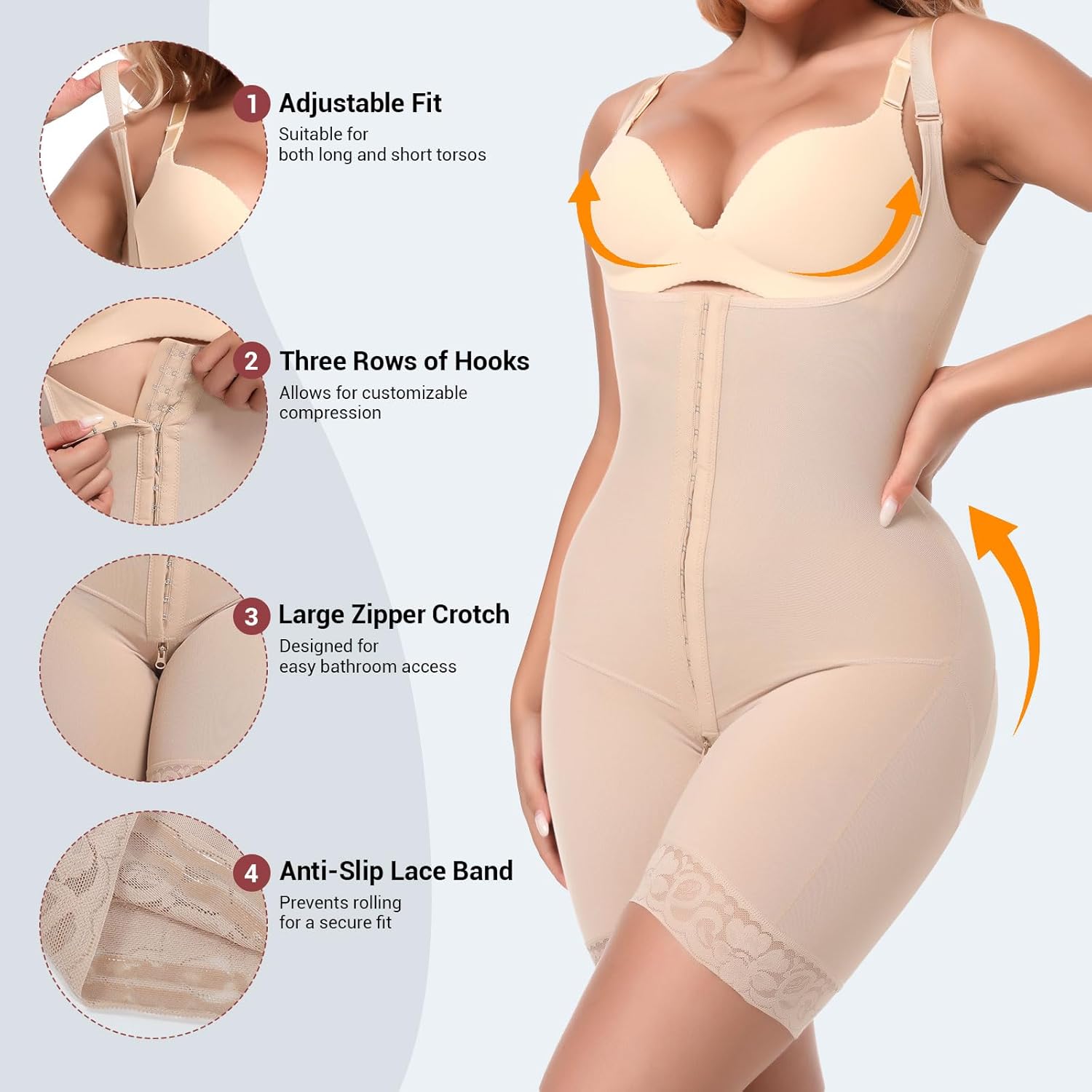 Women’s Fajas Colombianas Postpartum Support Compression Body Shaper with Tummy Control Shapewear Bodysuit SW01 - Image 4