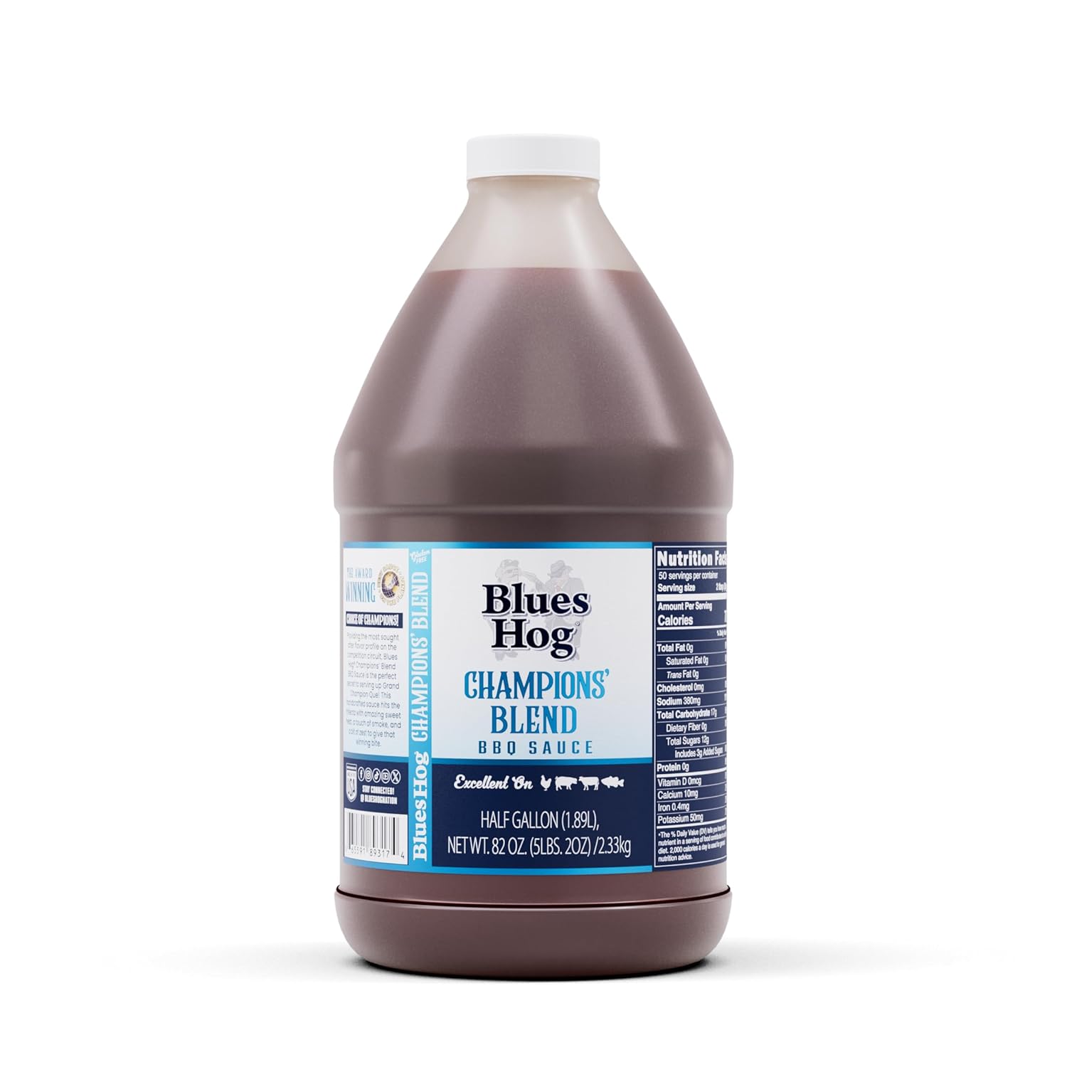 Blues Hog Champions' Blend Barbeque Sauce, Sweet, Smokey & Tangy BBQ Sauce, All-Natural, No High Fructose Corn Syrup, Gluten-Free, Made in the USA, 128 oz