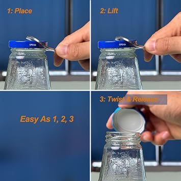Magnetic Jar Opener Gripper, Jar Openers Top Rated For Seniors Weak Hands, Bottle Opener Built-In, 2-IN-1 Jar & Bottle Opener x 1, Black, Rubber Jar Openers Gripper x 4