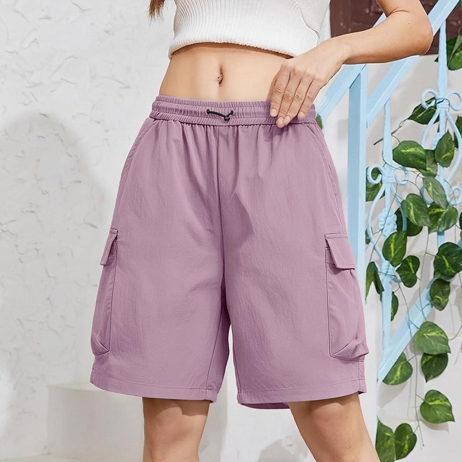 Women's Lightweight Hiking Cargo Shorts with Pockets Inseam Water Resistant High Waist Athletic Golf Casual Shorts
