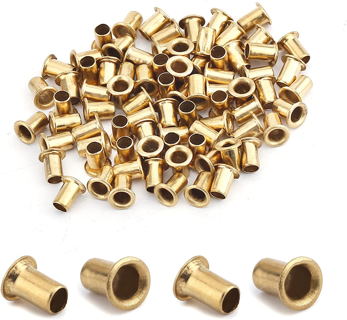 Bettomshin 200Pcs Hollow Rivet 0.24" x 0.16"(Length x Outer Diameter) Through Hole Copper Hollow Rivets Grommets Double-Sided Circuit Board PCB