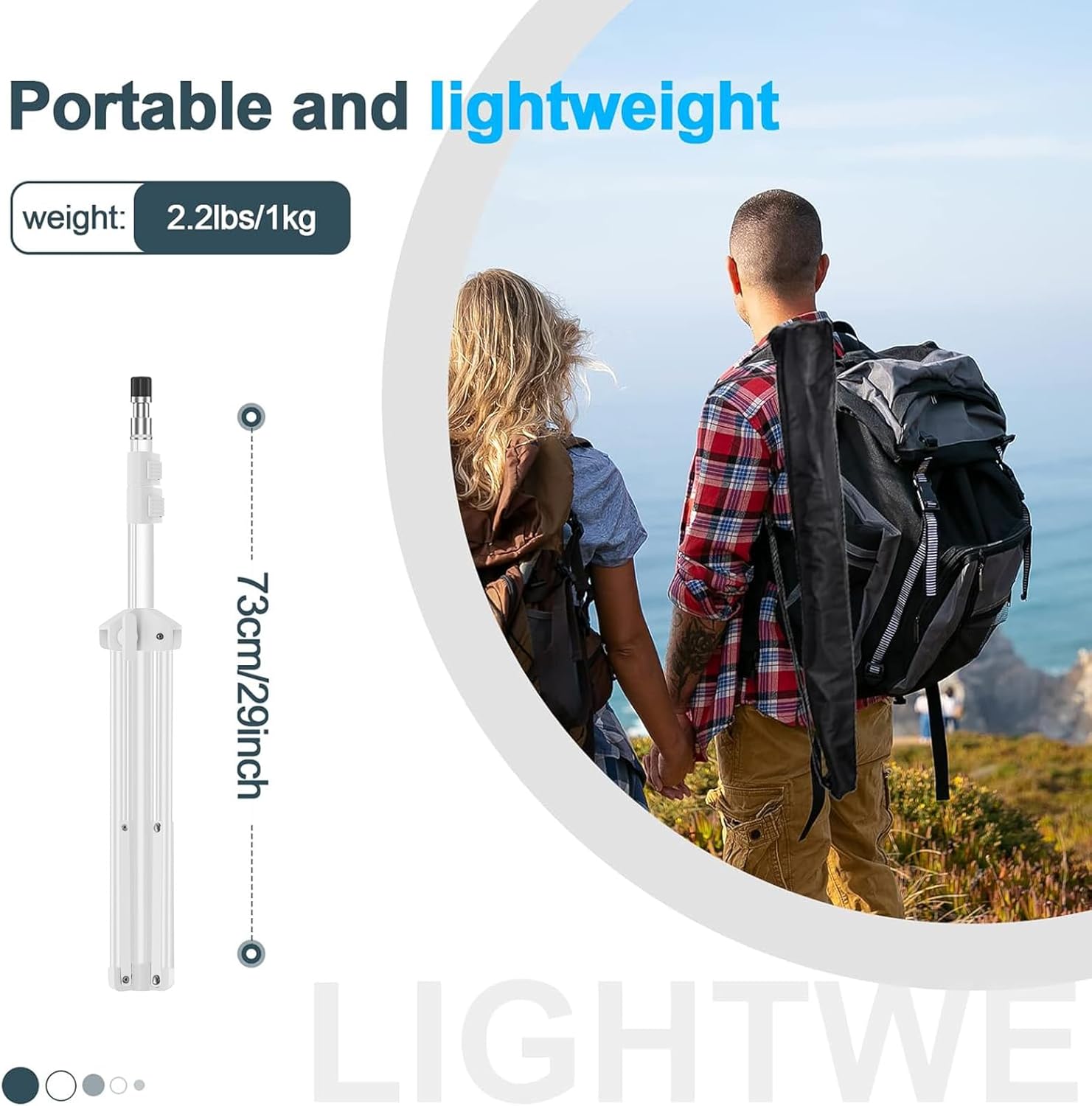 EMART 7 Ft Light Stand for Photography, Portable Photo Video Tripod Stand, 2 Pack Lighting Stand with Carry Case for Speedlight, Flash, Softbox,Strobe Light, Camera, Photographic Portrait -White