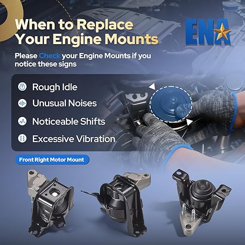 Miniatura 7 de ENA Juego de 1 soporte de motor delantero derecho compatible con Toyota Pontiac Vibe Corolla Matrix 2003 2004 2005 2006 2007 2008 1.8L reemplazo de
