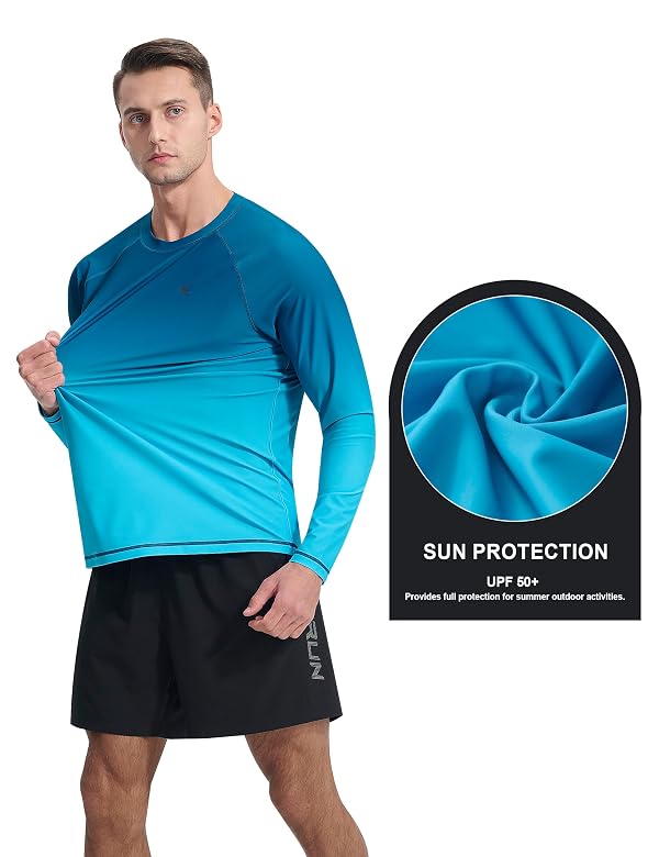 Men's UPF 50+ Rash Guard UV Sun Protection Long Sleeve Swim Shirt (N2,M) by KPSUN - Used condition - Image 5