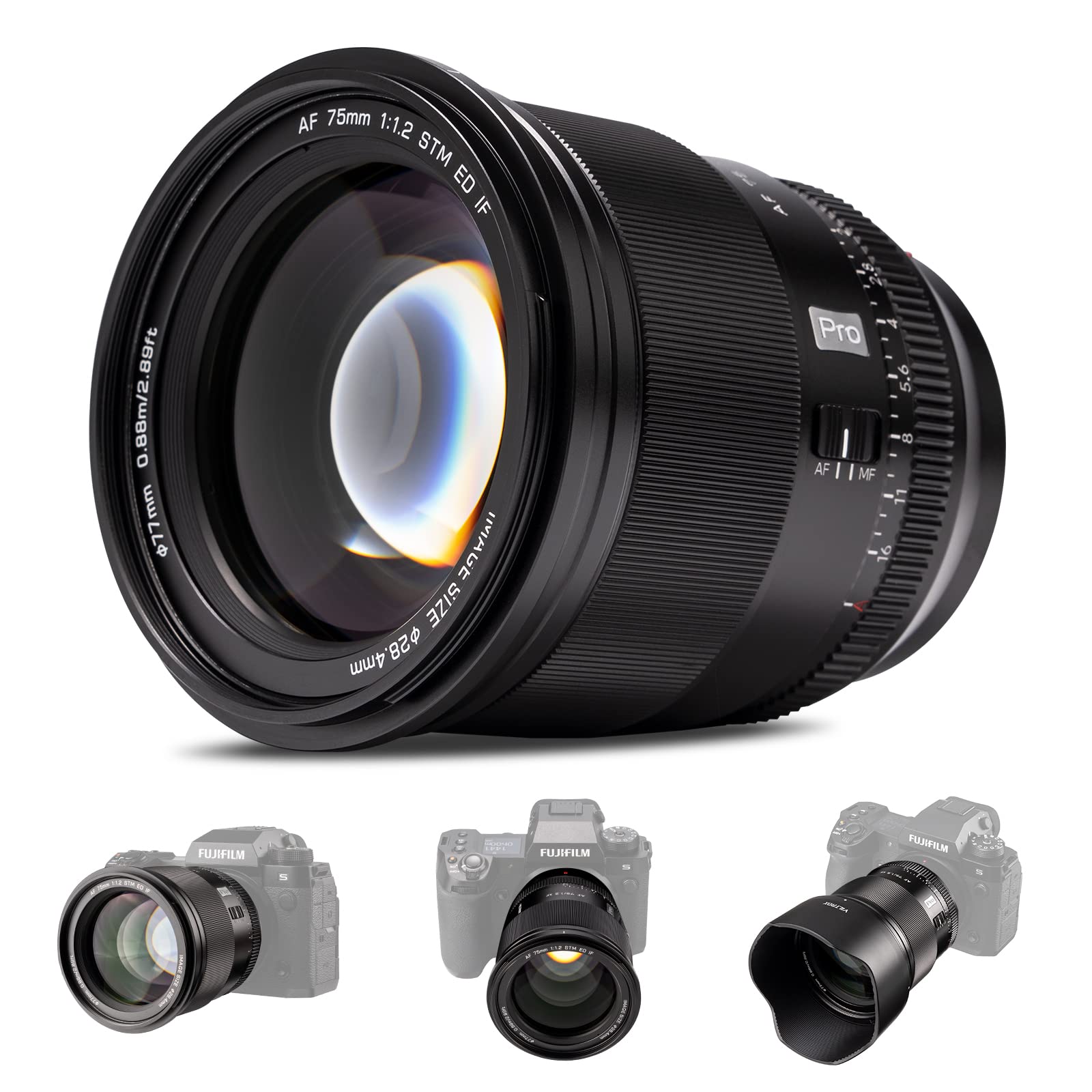 Viltrox 75mm F1.2 Pro 大口径 オートフォーカス レンズ APS-C Xマウントミラーレスカメラ X-A7 X-E2S X-E3  X-E4 X-H1 X-H2 X-H2S X-Pro2 X-Pro3 X-S10 X-T1 X-T1 IR X-T10 X T100 X-T2 ...