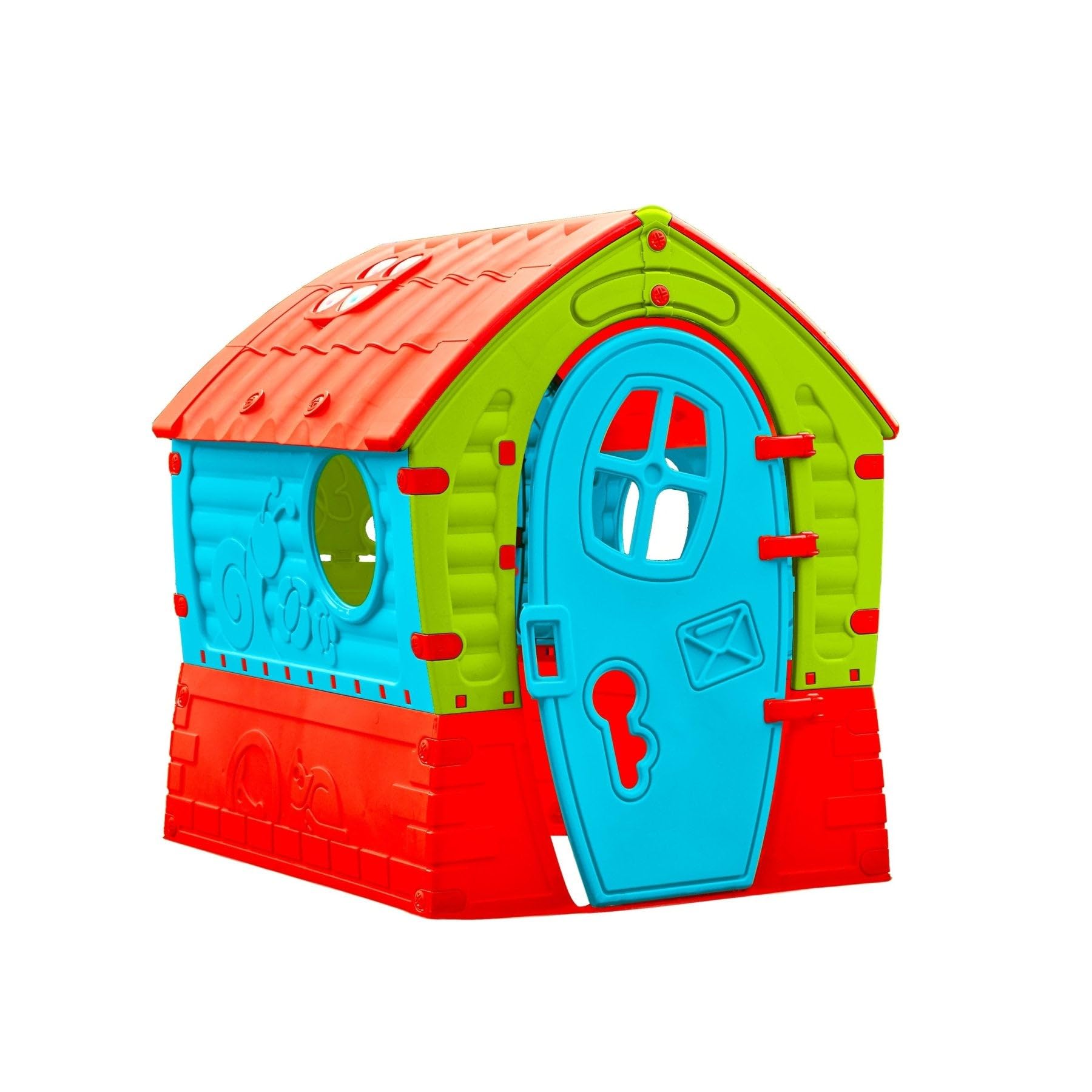 Dream Playhouse, UV Resistant, Indoor and Outdoor, Garden Toys, Sunroof Windows and Peep Holes, Ideal for Kids Ages 2+, Red, Yellow and Blue, 95 x 90 x 110 cm