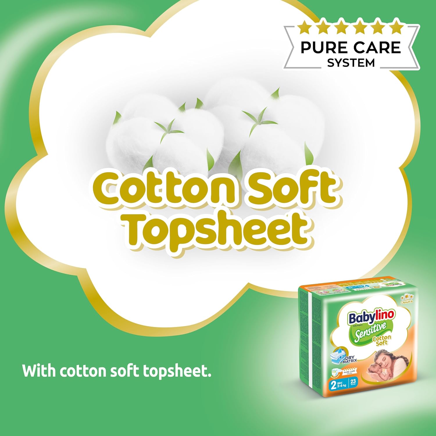 Babylino Sensitive Baby Nappies Size 2 Mini (3-6kg) 23 Units