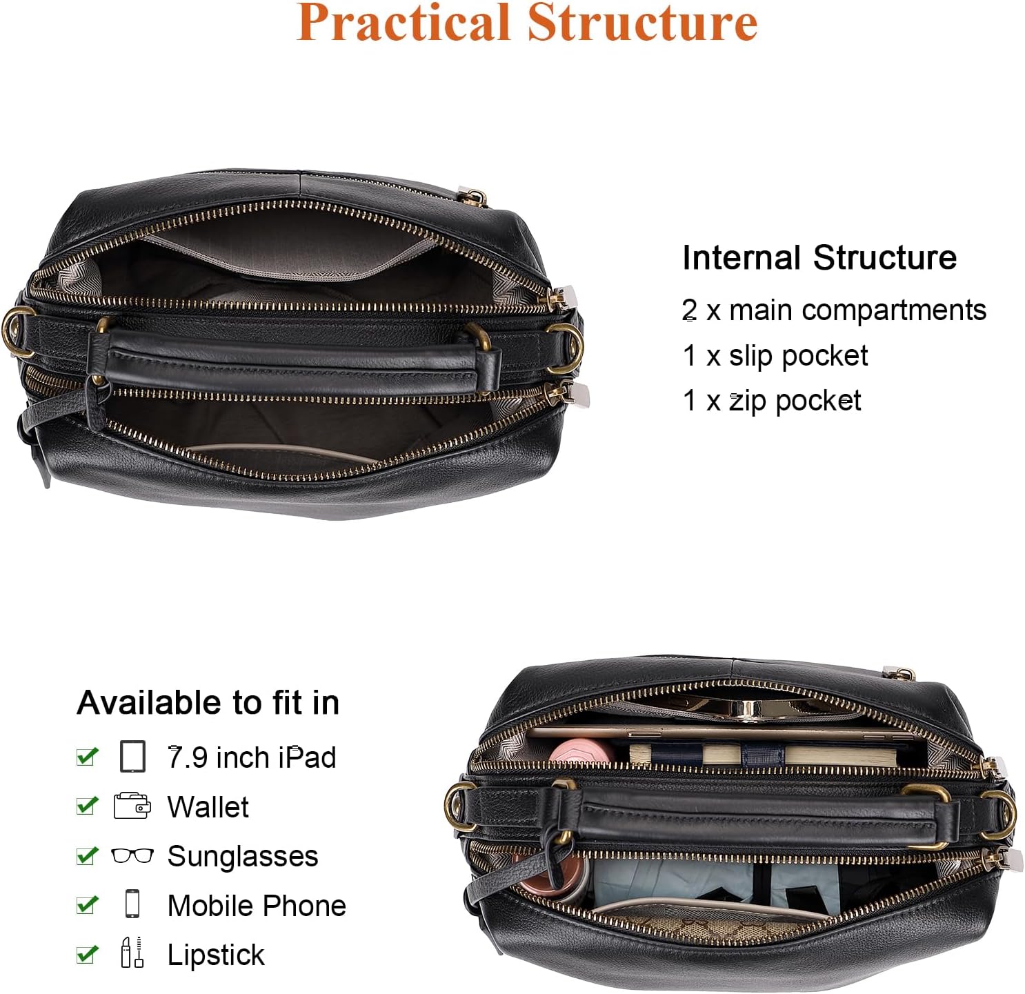 Over Earth Leather Purses for Women Genuine Leather Crossbody Bag Small Top Handle Handbag - Image 6