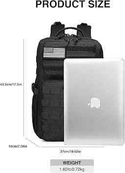 Wotony Military Tactical Backpack for Men Waterproof Daypack 3 Day Assault Pack Molle Bag with Water Bottle Holder
