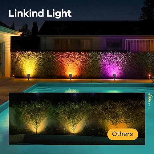 Miniatura 8 de Linkind Focos solares RGB para exteriores, luces solares impermeables StarRayS 2 en 1, luz solar impermeable IP67, iluminación exterior para jardín