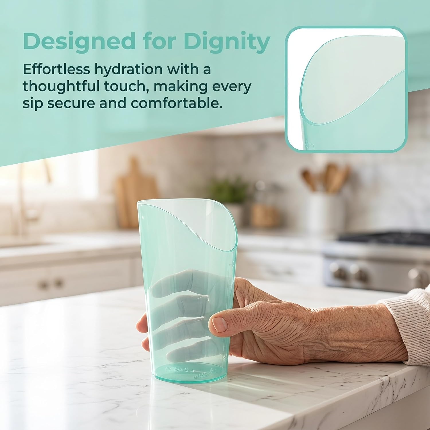 Unbreakable Drinking Cup for Adults, Inclined Mouth Plastic Care Cup