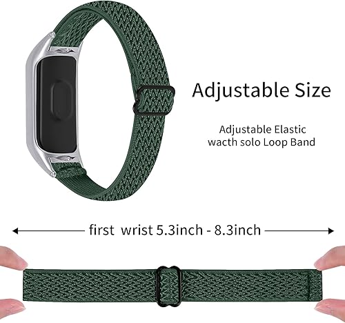 Miniatura 4 de MVRYCE Mi Band 6 - Correa de repuesto elástica de nailon con marco de metal suave y transpirable para reloj deportivo de 5.3 a 8.3 pulgadas, correa