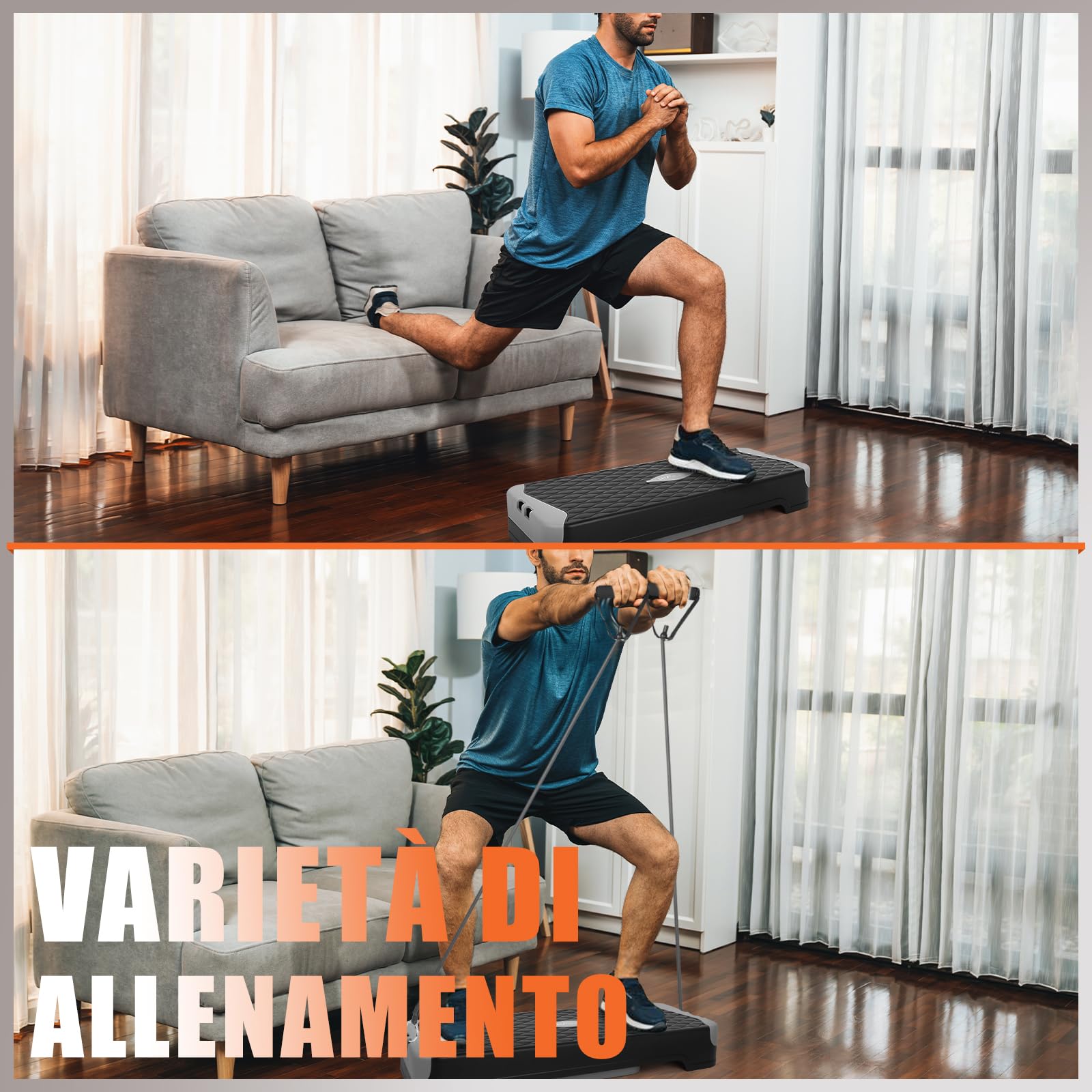 DH FitLife Stepper Fitness da Casa con Allenamento dell’Equilibrio | Pedana Step Regolabile 10/15 cm | Stepper Aerobico e Step Up Board | Piattaforma Step per Allenamento Fitness e Coordinazione