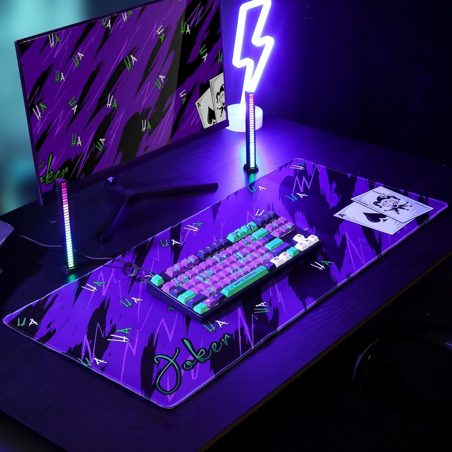 Joker Graffiti Desk Mat | Large Extended Gaming Mouse Pad | Anti-Slip Base | 35.4 x 15.7 Inches | PC Gaming Accessories | Premium Stitched Edges | Royal Flush Gaming