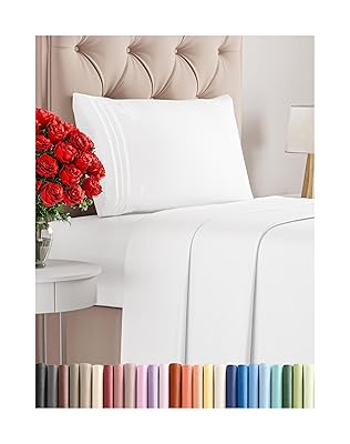 Full Size 4 Piece Sheet Set - Comfy Breathable & Cooling Bed Sheets Set - Hotel Luxury Bedding for Women, Men, Kids, Teens, Boys & Girls - Deep Pockets, Ultra-Soft and Wrinkle Free - Oeko-Tex - White