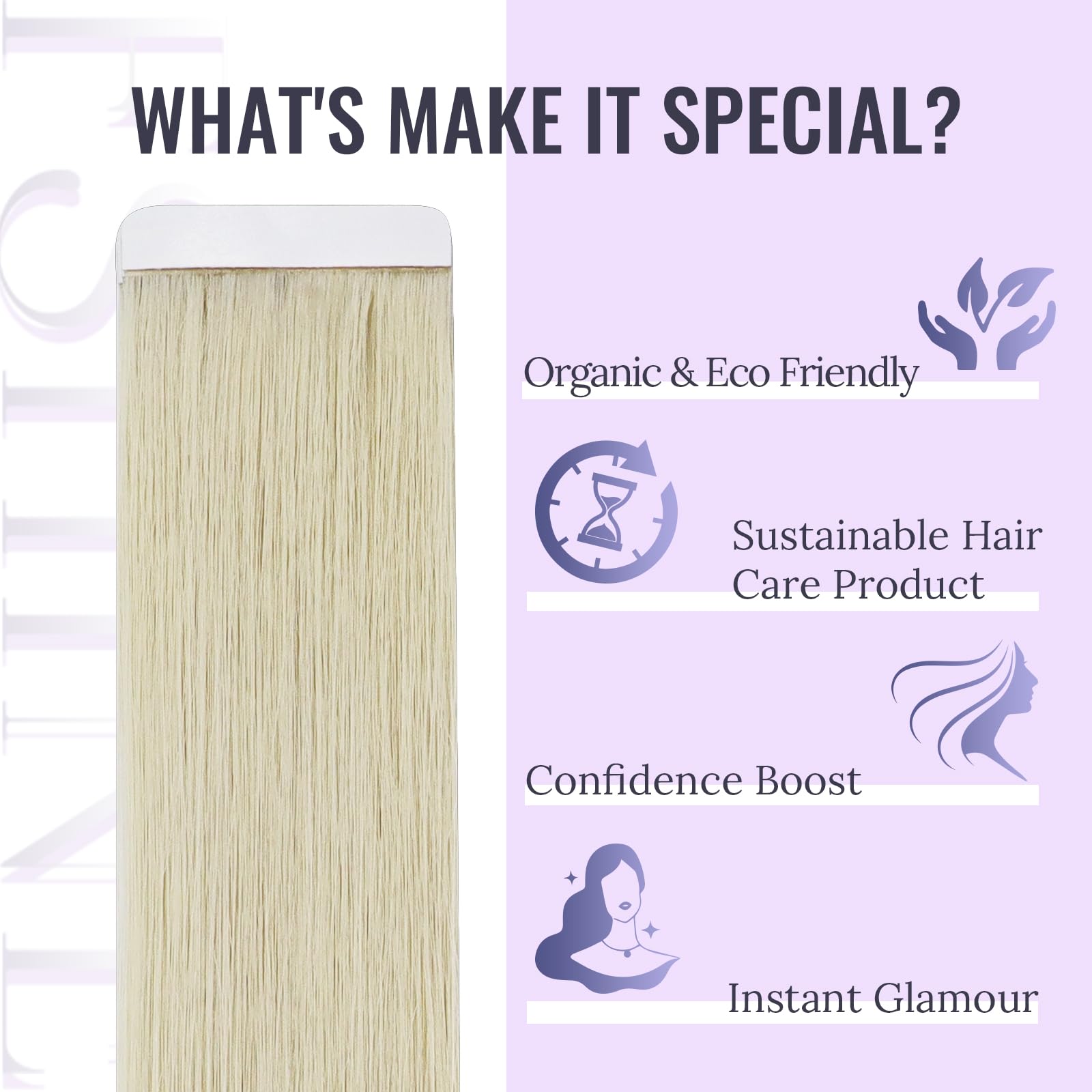 Fshine Adesive Extension Capelli Biondo Bianco Extension Capelli Veri Biadesive 50g 40CM 20Pcs Extension Remy Biadesivo Capelli Invisibili Tape in Extension Capelli Brasiliani #1000