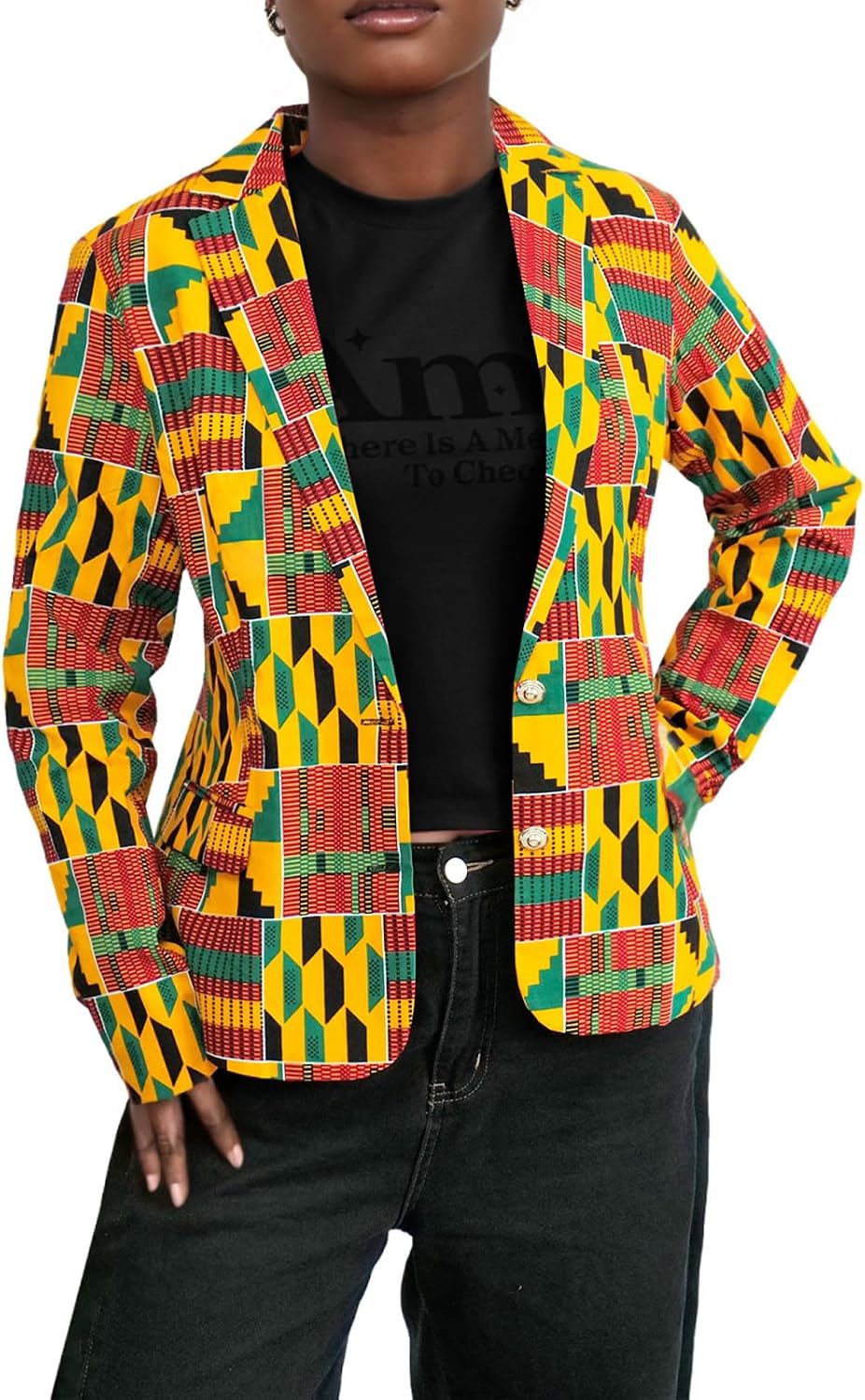 African Coat for Women Dashiki Blazer Kente Print Jacket Clothes Ankara Attire Notched Lapel Formal Top