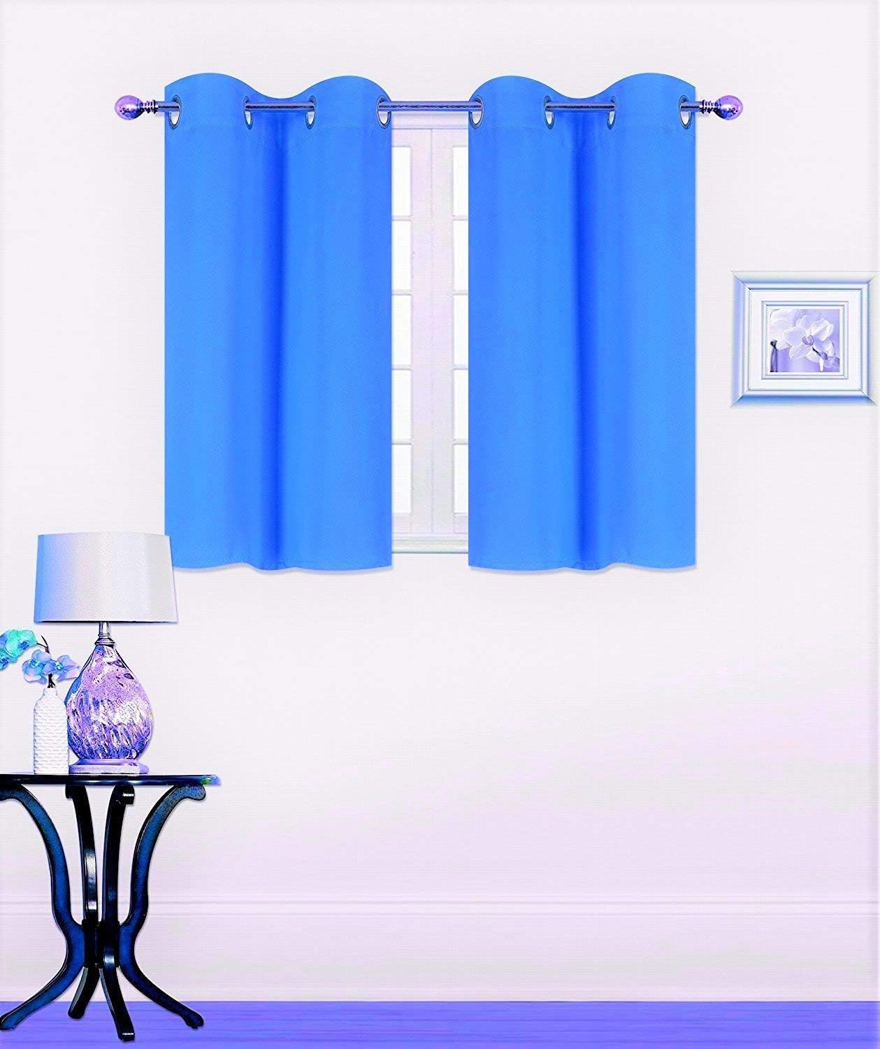 Elegant Home 2 Panels Tiers Grommets Window Treatment Curtain Thermal Heavy Thick Insulated Blackout Drapes Short Panel 30" W X 36" L Each for Kitchen Bathroom or Any Small Window # K30 (Royal Blue)