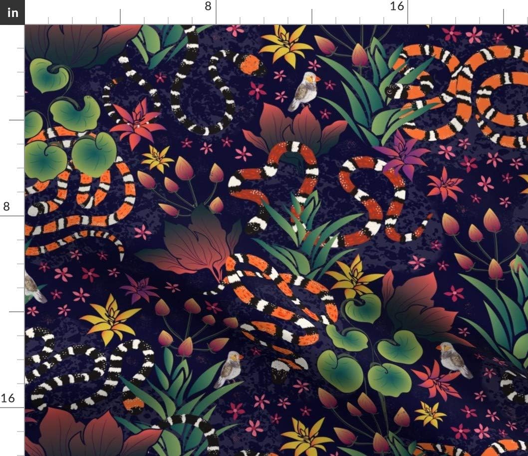 Spoonflower Fabric - Snake Paradise Forest Animals Colourful Colorful Jungle Summer Vibrant Printed on Petal Signature Cotton Fabric by The Yard - Sewing Quilting Apparel Crafts Decor