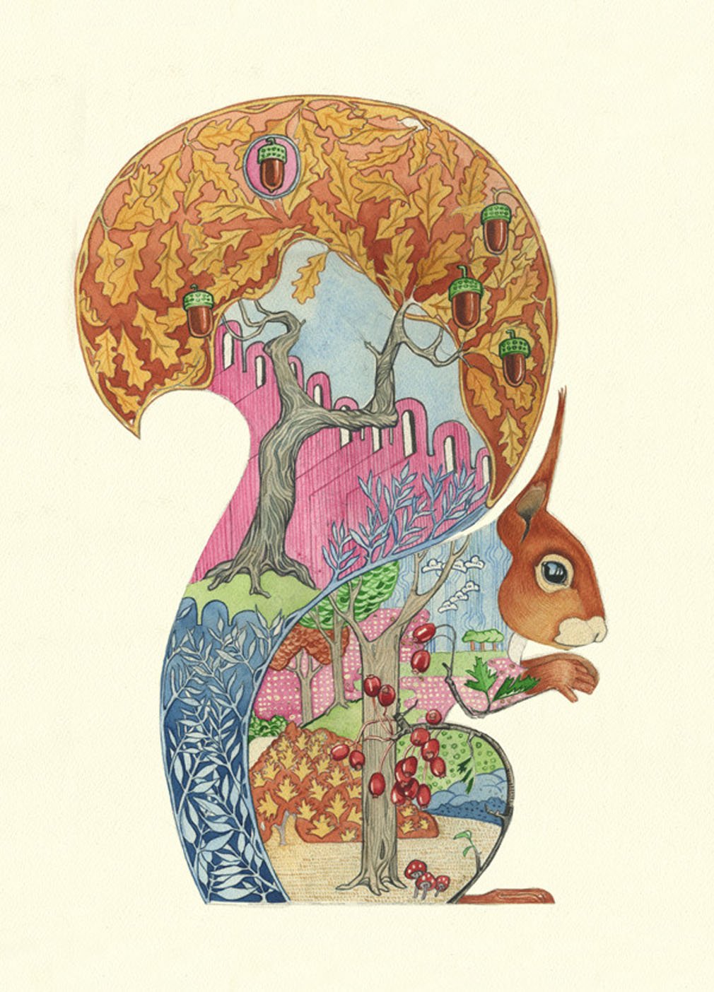 Daniel Mackie Dm Collection Cards Oak|Yellow|Red Red Squirrel Card Daniel Mackie Designs 7 X 5 Inches Black In Cello With Envelope