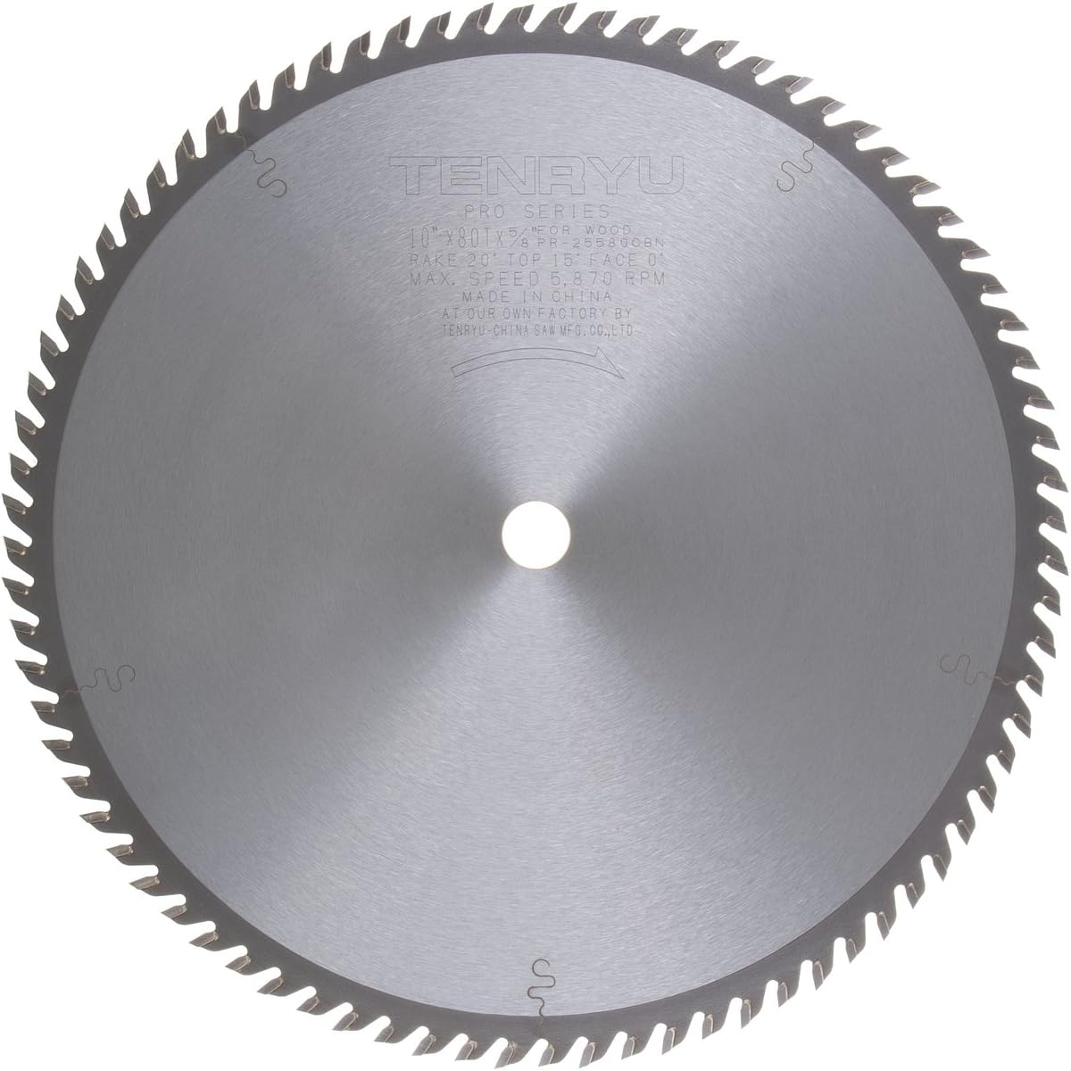 Tenryu PR-25580CBN 10" Carbide Tipped Saw Blade (80 Tooth ATB Grind - 5/8" Arbor - 0.118 Kerf)