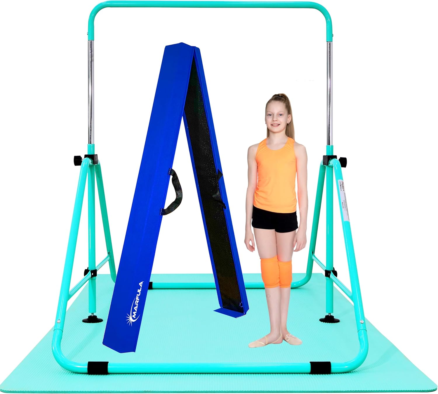 Marfula Fold Gymnastic Bar With Mat And Foam Folding Floor Balance Beam For Kids Home And Club Use Gymnastic Training Equipment For Kids And Toddler And Teenager And Girl 3-18 Years Old