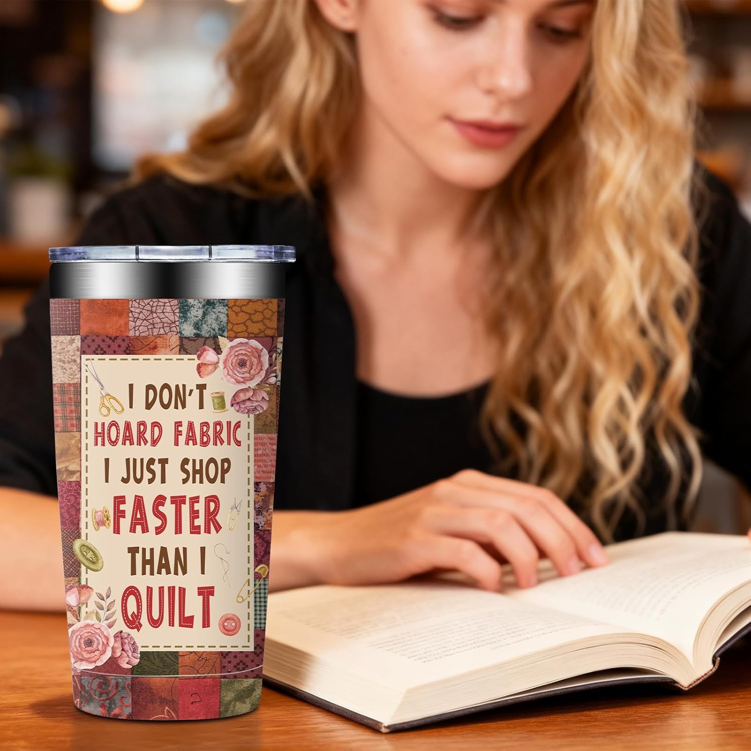 SpenMeta Sewing Gifts for Women - Quilting Gifts for Quilters, Seamstress - Christmas Birthday Gift for Sewing Lovers - I Don't Hoard Fabric I Just Shop Faster Than I Quilt Tumbler Cup - Image 7