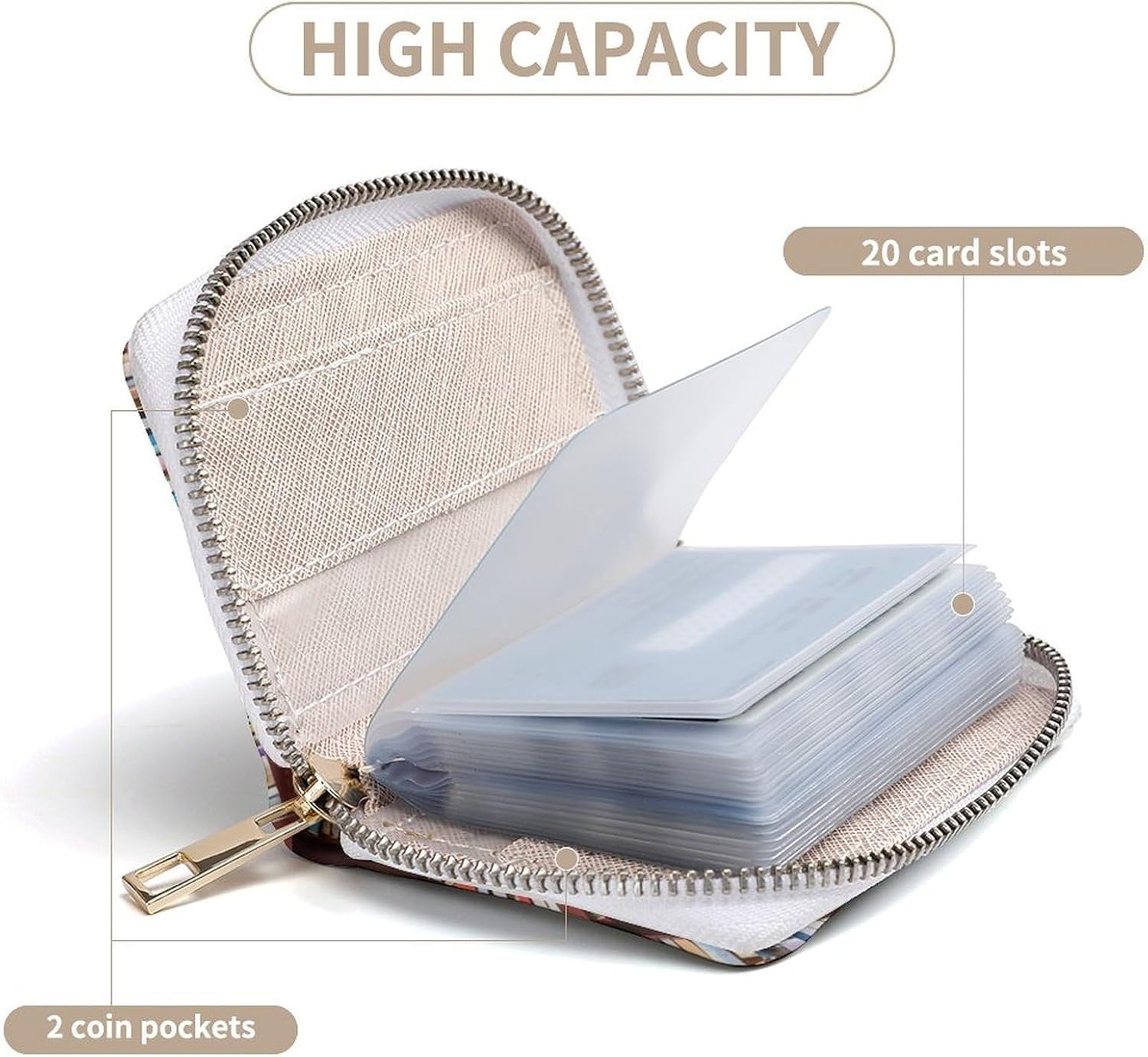 Books Card Holder RFID Blocking,Credit Card Wallet for Women And Men,Card Case Organizer Bag with Zipper