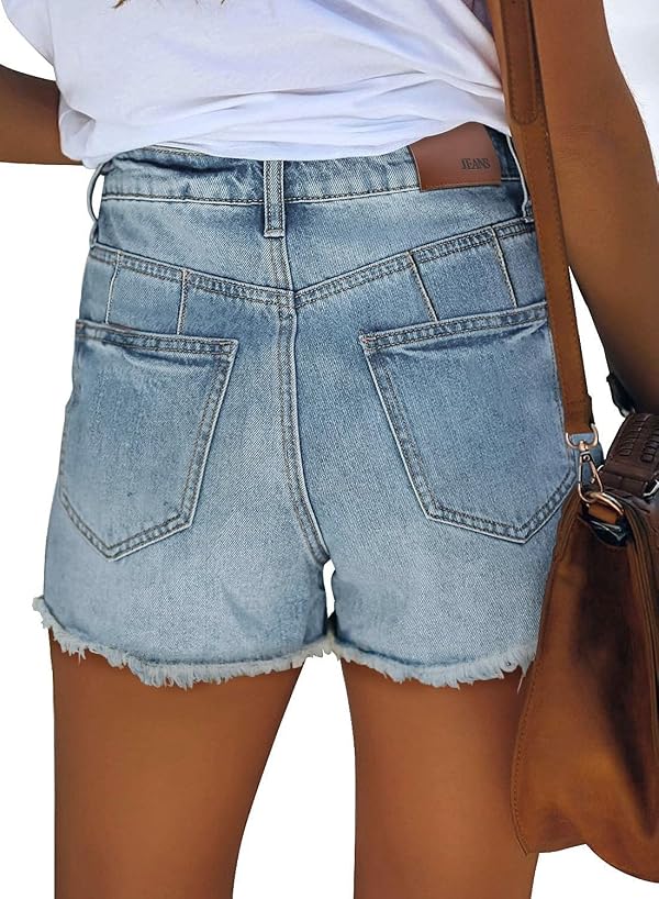 onlypuff Jean Short Womens Cut Off Denim Short Ripped Summer Outfit Blue 12 by onlypuff - Used condition - Image 3