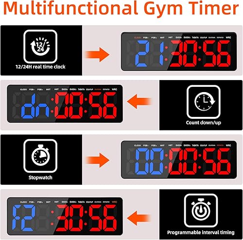 Miniatura 3 de Temporizadores de gimnasio, reloj de pared con pantalla LED grande de 16.5 pulgadas, temporizador de intervalos para entrenamiento,