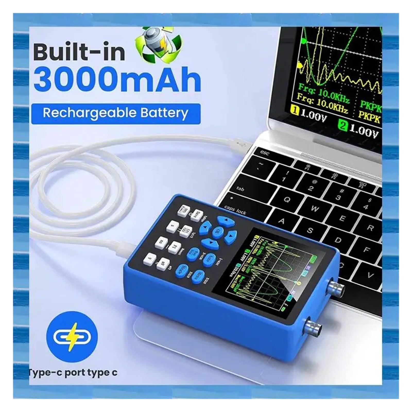 Osciloscopio digital DSO2512G con 2 canales, generador de señales ancho banda 120 MHz/z, frecuencia muestreo 500 Msa/s y pantalla,8 pulgadas