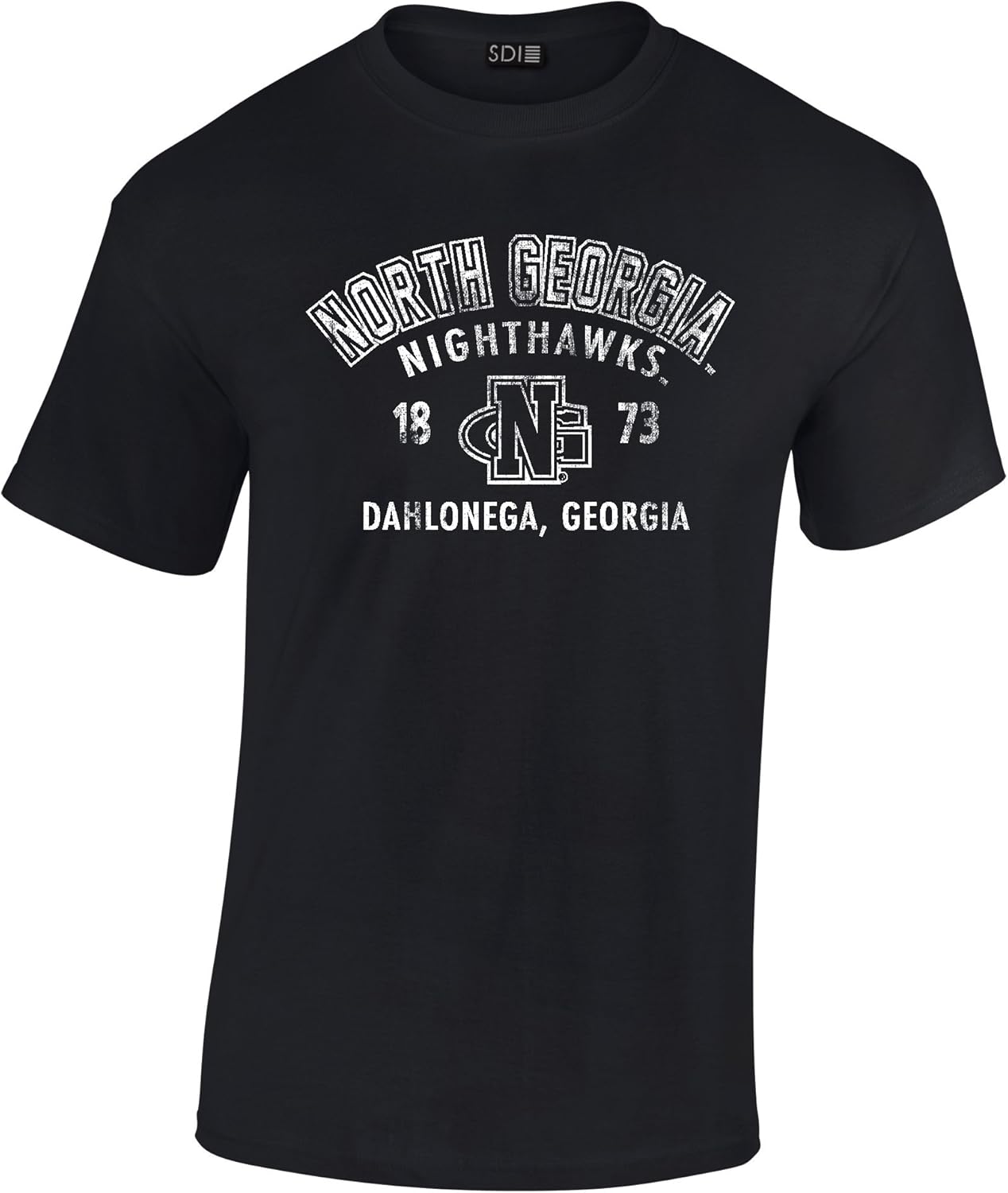 North Georgia Nighthawks 100% Pre-Shrunk College Short Sleeve Tee, Black, MEDIUM