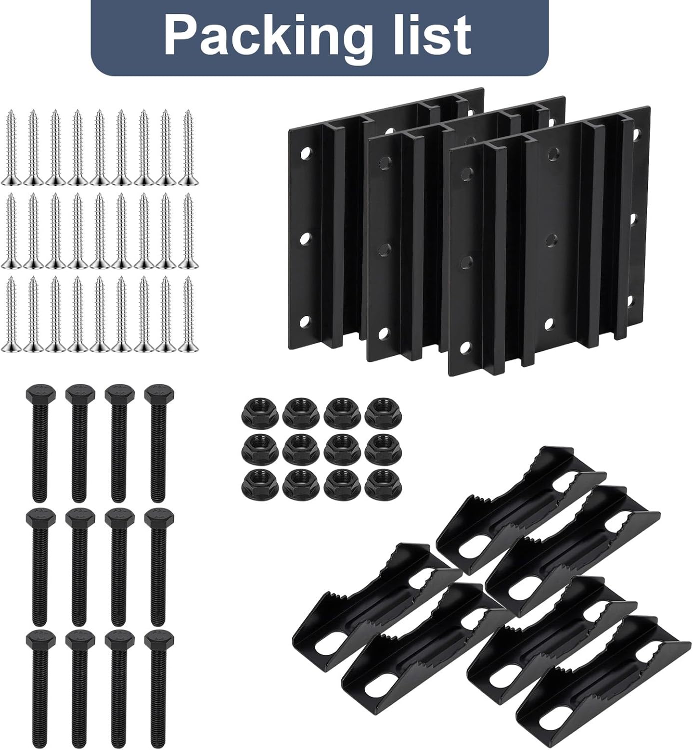 Antenna Pole Mount, Black Metal Mounting Bracket, Pole Clamps Sign Bracket Security Camera Mounting Hardware for Square & Round Tube, Compatible with Diameter ≤ 80mm (3 Pcs, Large)