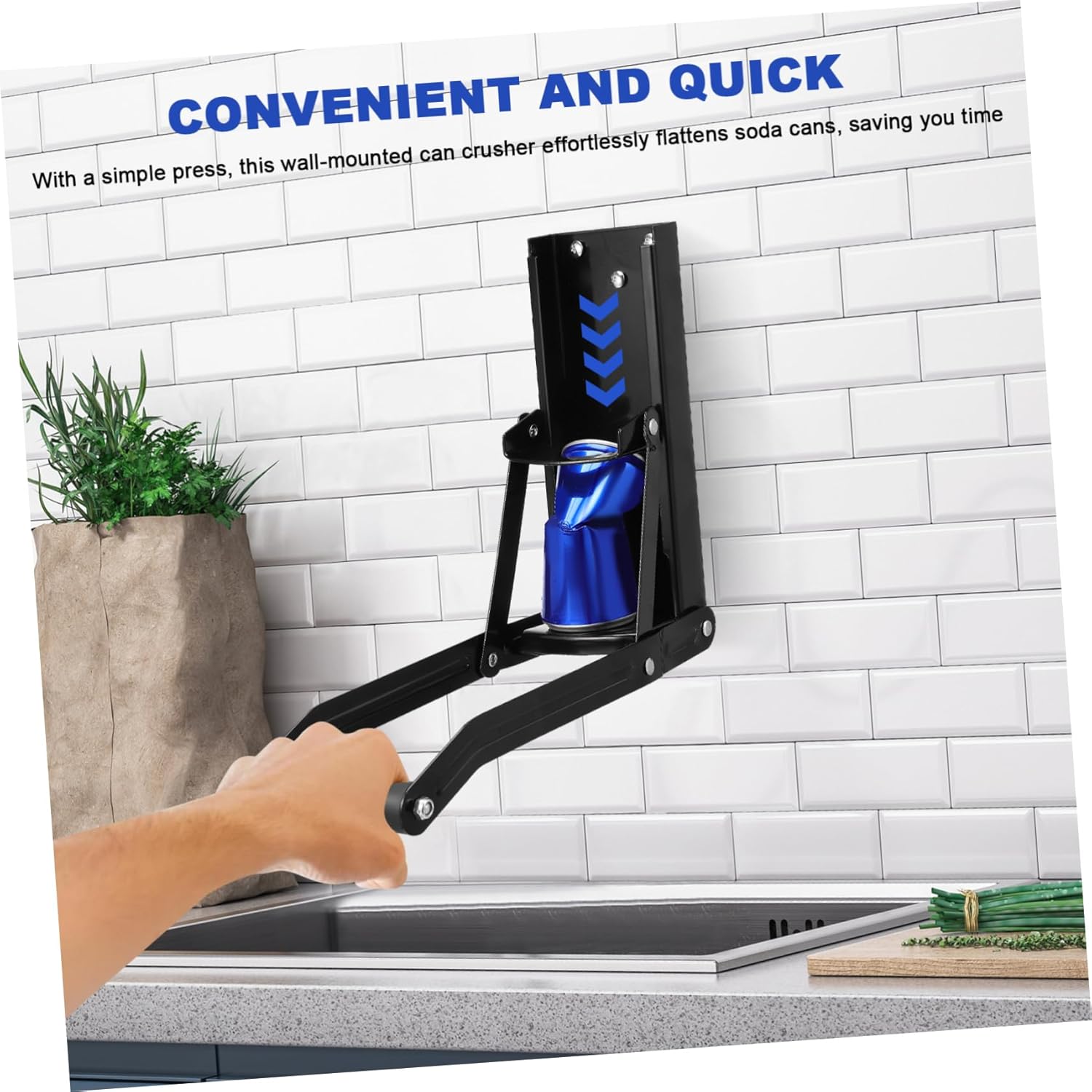 PRETYZOOM Metal Can Crusher Bottle Opener Garbage Can Crusher Heavy Duty Metal Can Smasher Soda Can Smasher Wall Mounted Wall-mounted Stainless Steel