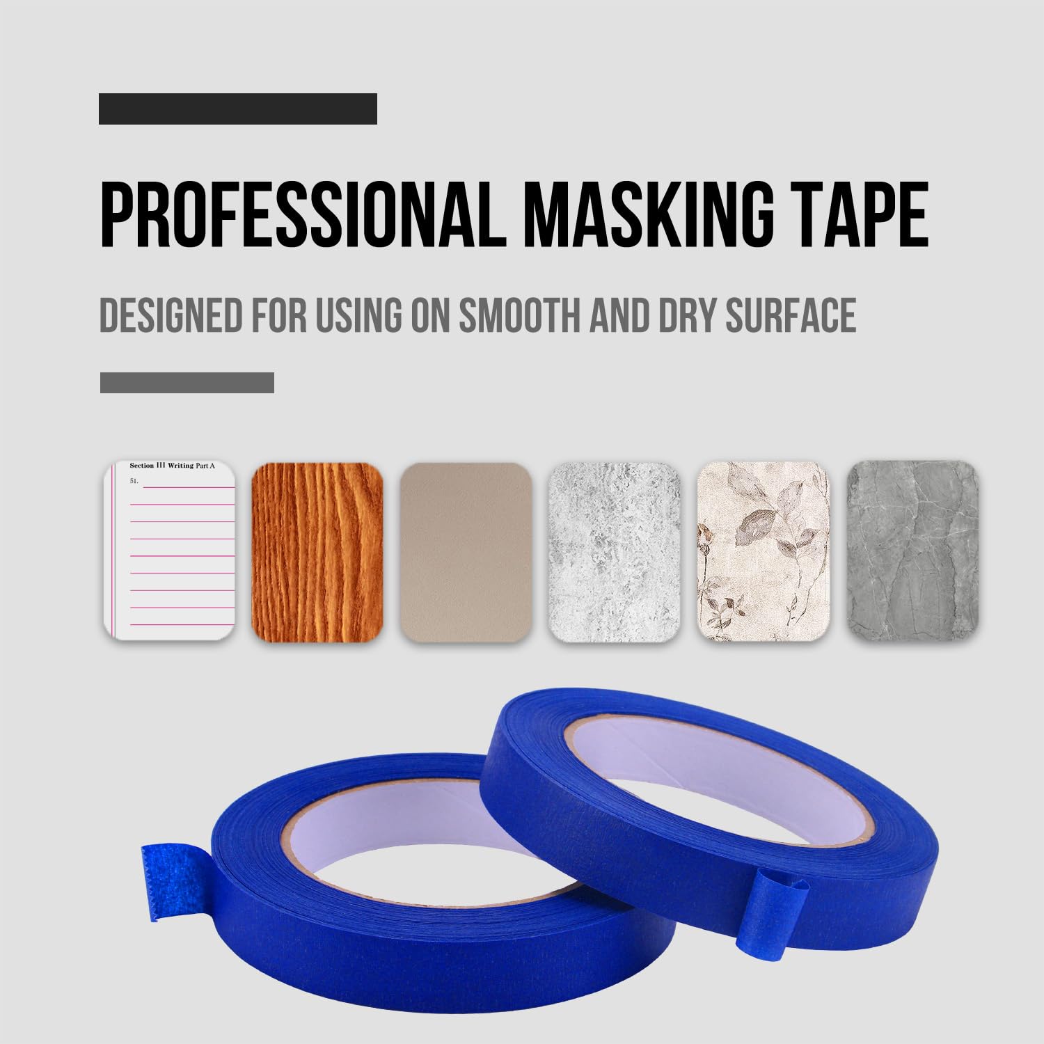 Lichamp 2-Inch Wide Masking Tape 6-Pack - 55 Yards Each, General Purpose White Crepe Tape