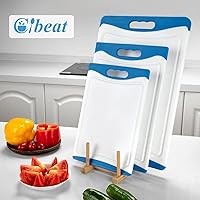 Vista 9 de Extra Large Cutting Board, Dishwasher Safe Chopping Boards With Juice Grooves and Easy Grip Handle, 3 Pieces Plastic Cutting Board Set