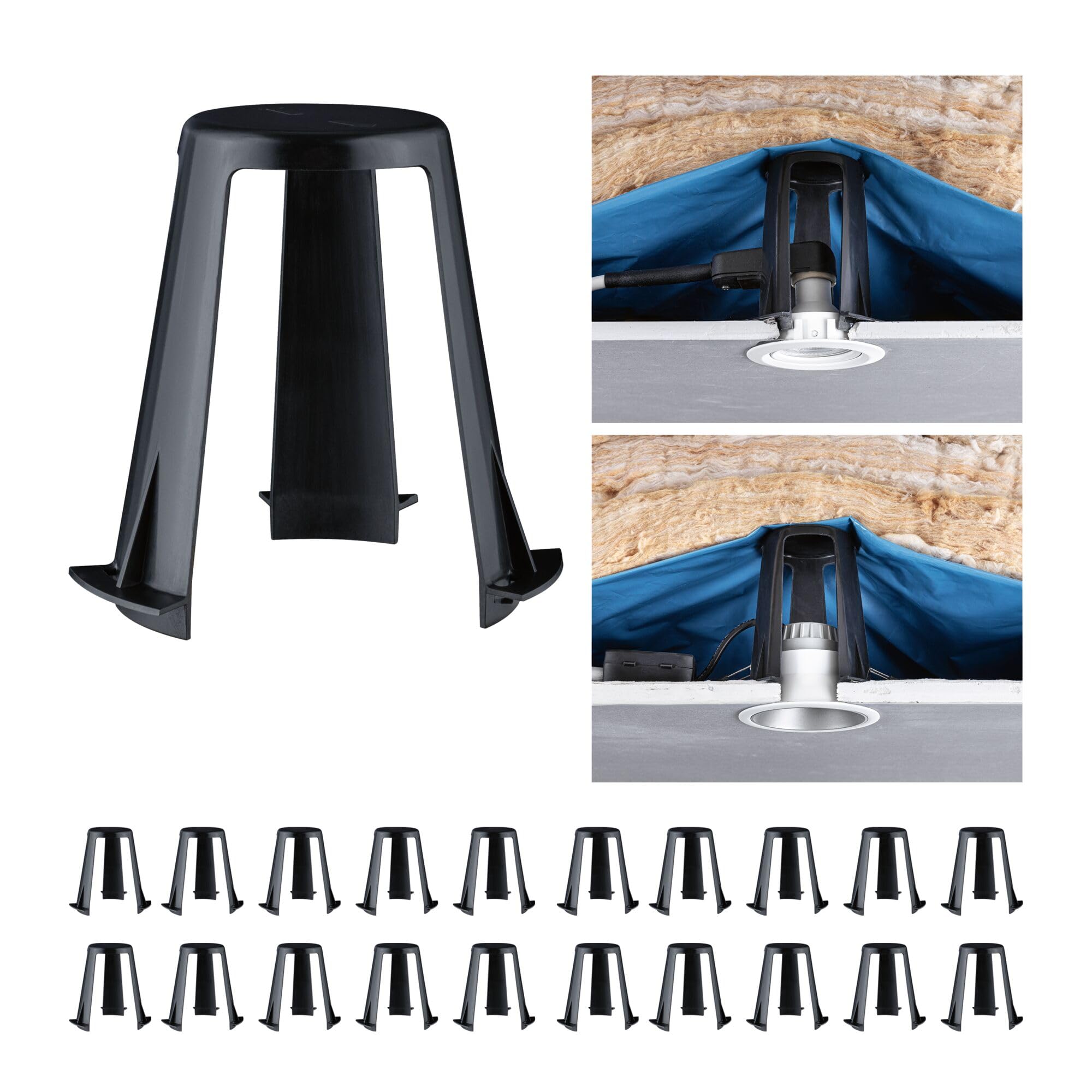 Paulmann 92402 Accessori distanziale per lampade da incasso set da 20 62-90mm nero plastica