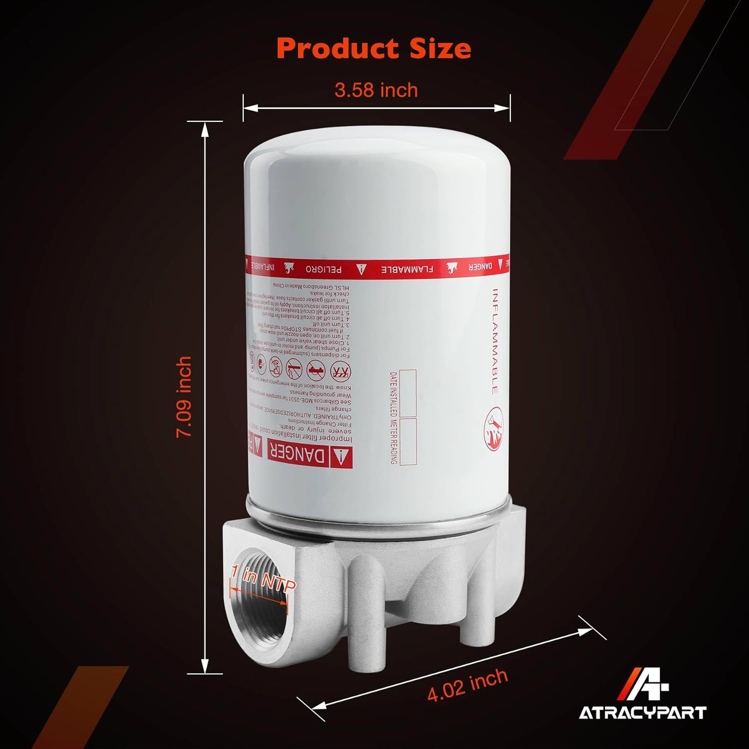 1 Inch NPT Fuel Tank Filter Kit, High Flow 25 GPM 30 Micron Spin-on Particulate Filter Compatible With Diesel Transfer Pump