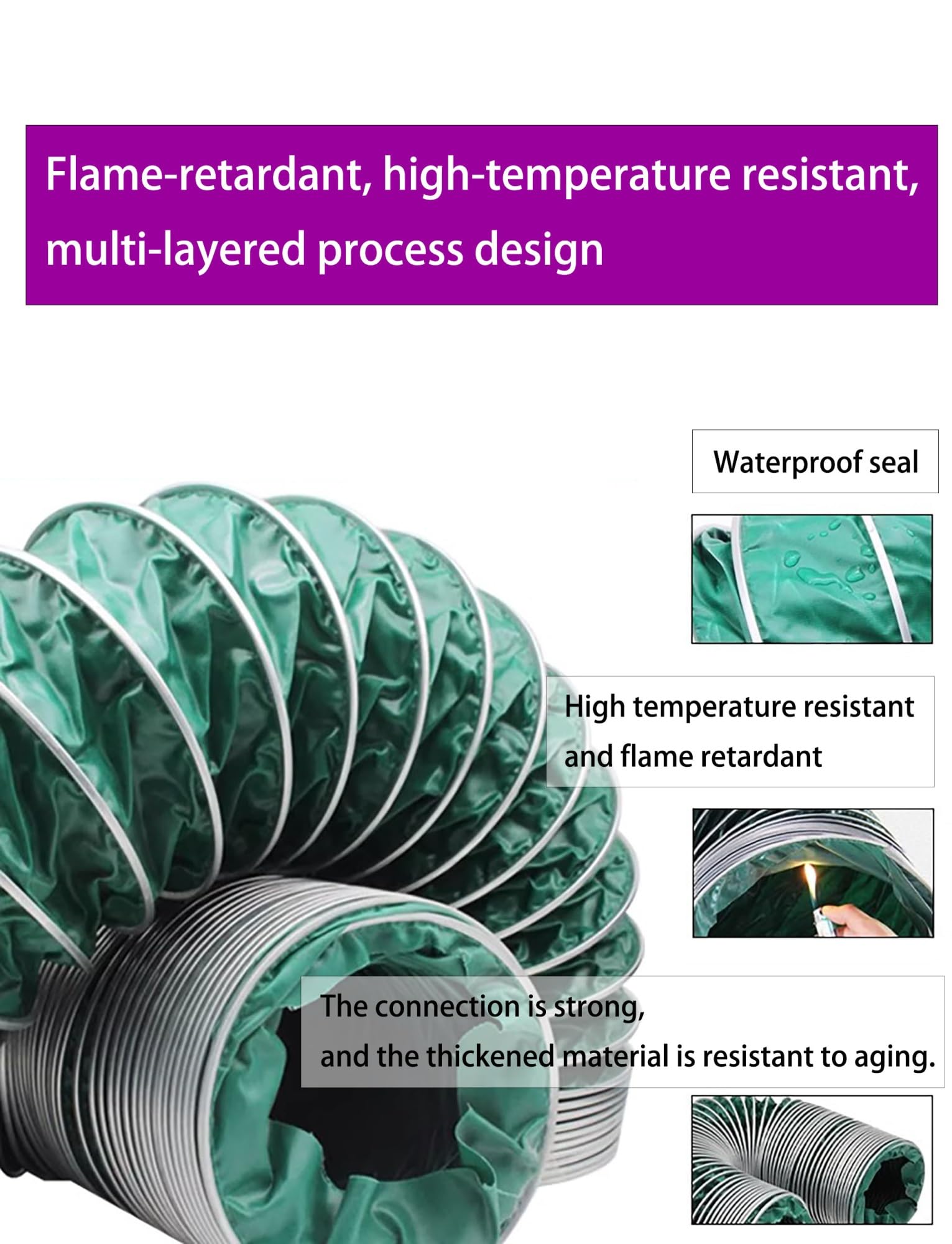 Manguera de conducto de aire expandible de alta resistencia, ventilación flexible ignífuga para secadora, campana extractora, ventilador de baño, 9 metros (diámetro 35,5 mm x 900 cm)
