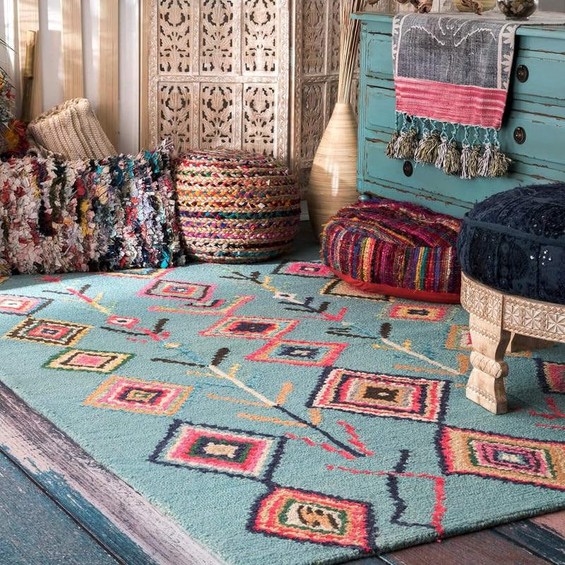Image of OLEFIN Handmade Thick Woolen Anti Slip Carpet and Rugs for Living Room Bedroom Hall Dinning Room Kids Room