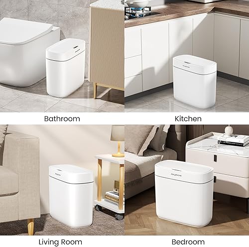 Miniatura 8 de Bote de basura de baño con sensor de movimiento de 3.5 galones con tapa, bote de basura automático pequeño e inteligente sin contacto, cubos de