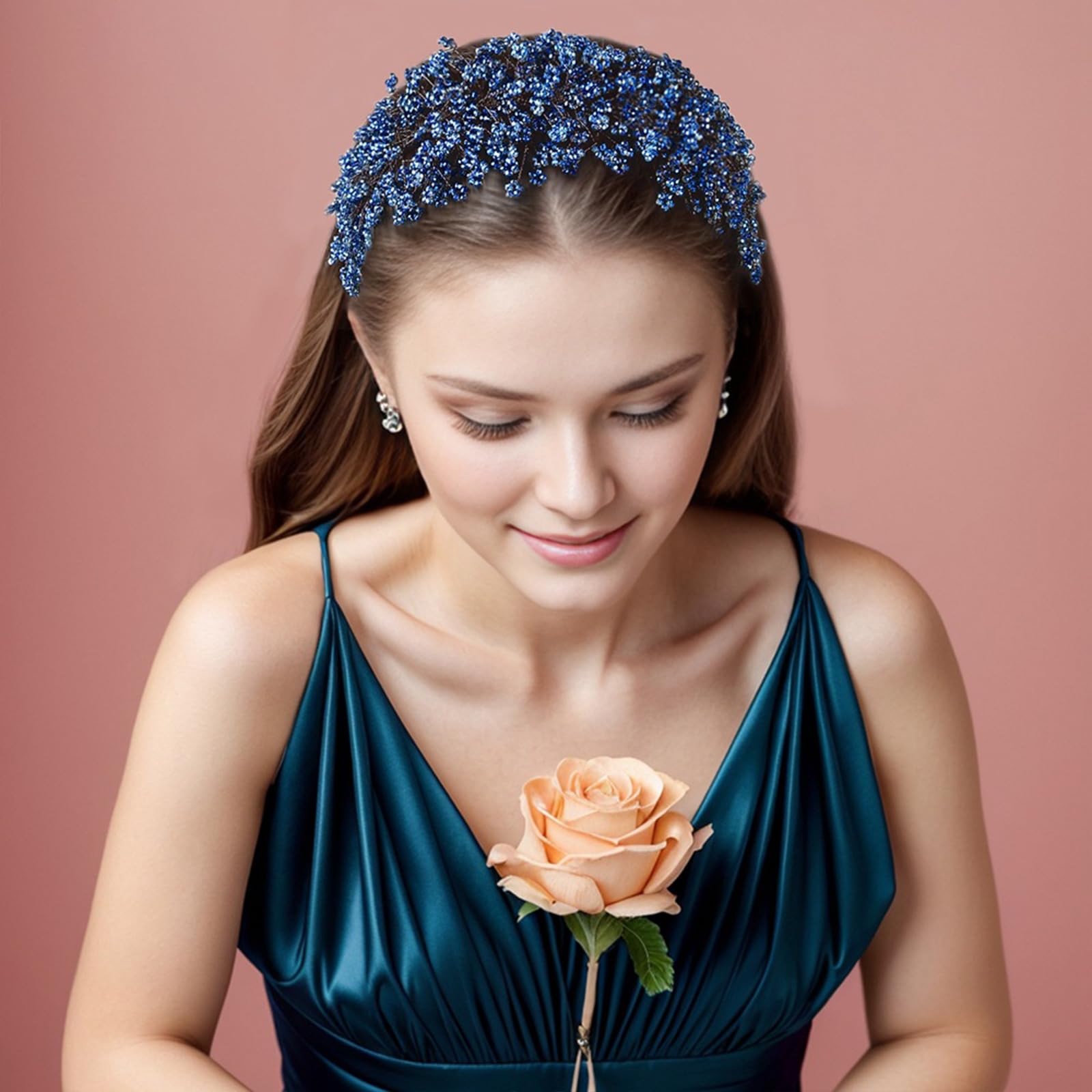 Lussuosa fascia per capelli in tessuto di cristallo per donne, estetica, per matrimoni, eventi formali, feste serali, decorazioni per capelli per feste