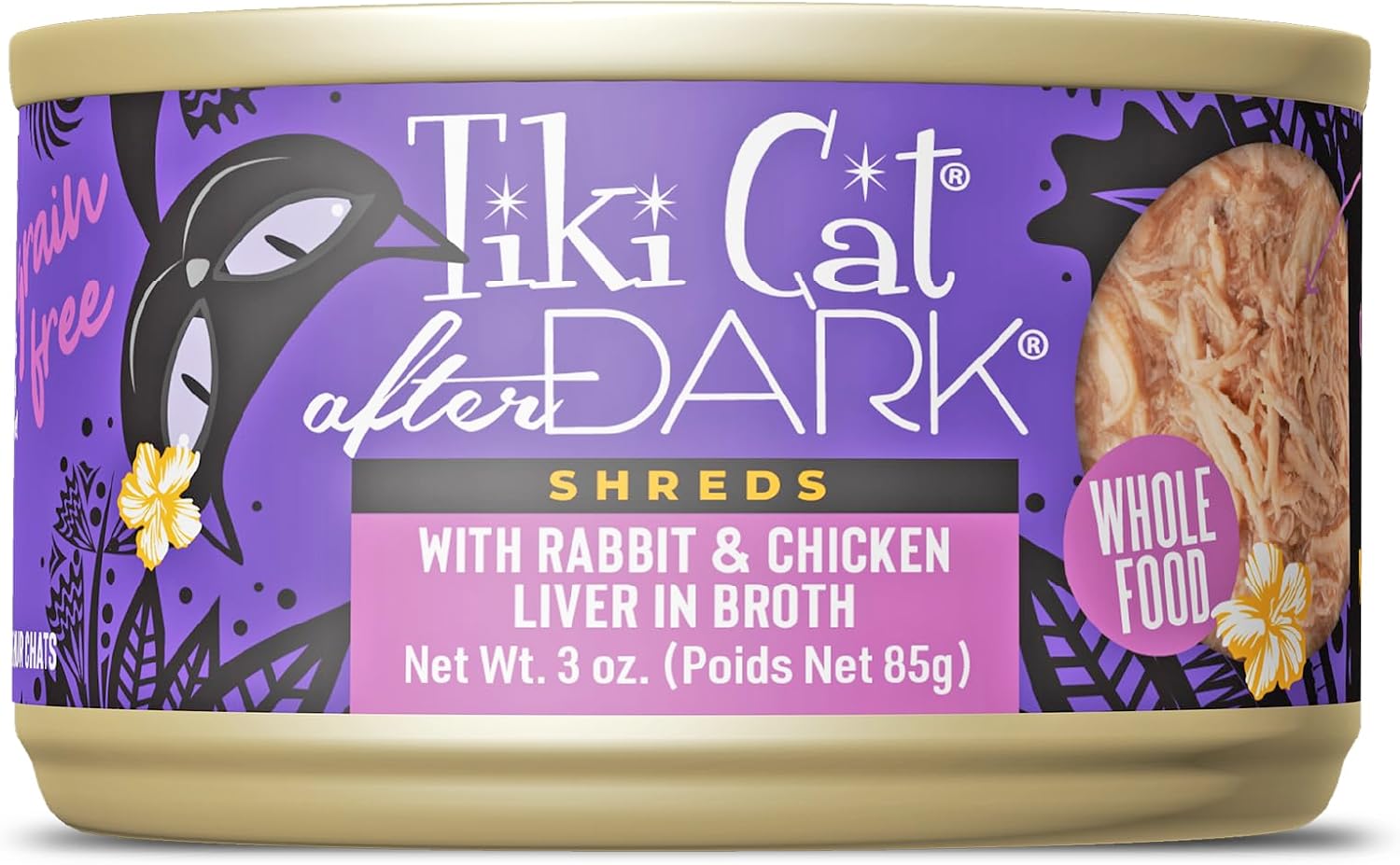 Tiki Cat After Dark Shreds Wet Cat Food, Rabbit & Chicken Liver, 3 oz. Can (12 Count)
