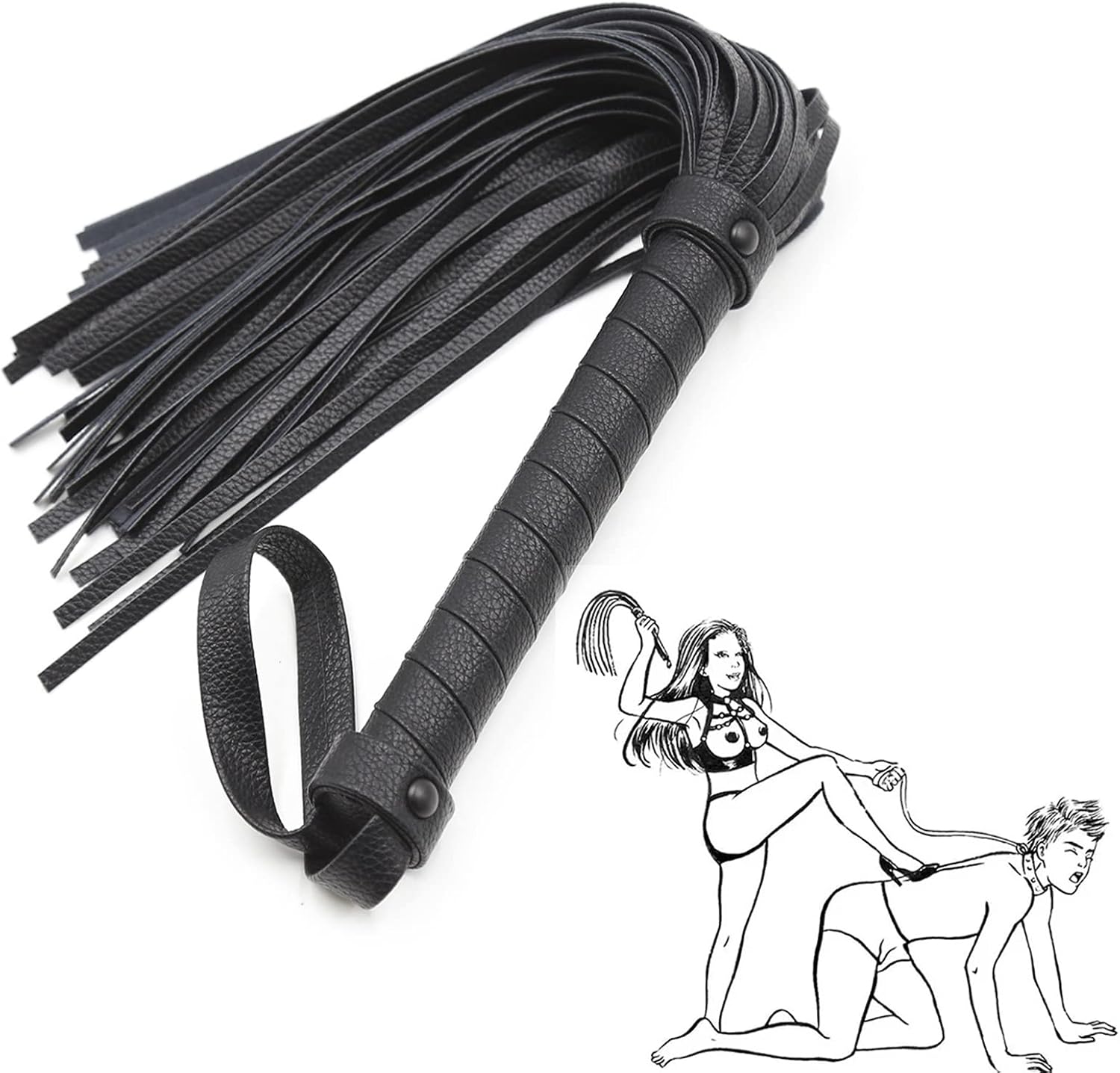 BDSM Flogger Erotic Whip Leather Sex Horse Crop Whips Bondage Whip Spanking Paddle Naughty Games Flirting Flogger Fantasy Sex Toy with Ring SM Games Adults Horse Spanking Whips