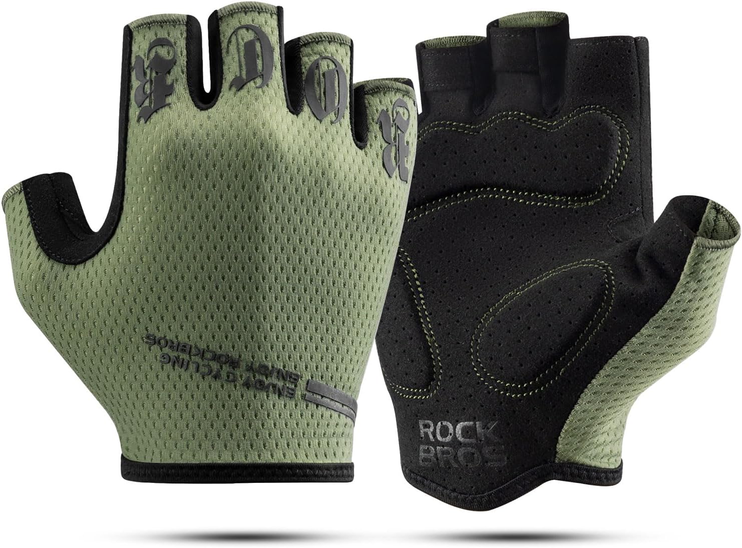 Gants Demi-doigts ROCKBROS Road-to-Sky - Antidérapants, Réfléchissants Et Respirants Pour Vélo, VTT, Scooter