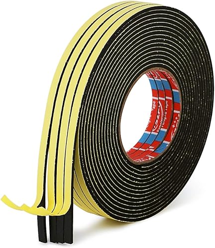 Cinta autoadhesiva de espuma de 14 de pulgada de ancho x 18 de pulgada de grosor para aislamiento acústico, absorción de golpes, burletes de