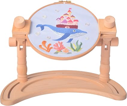 Multifunctional Embroidery Hoop Stand, Rotated Adjustable Embroidery Frame Stand Cross Stitch Stand, Beech Wood Embroidery Hoop Holder for Arts Crafts Sewing Needlework