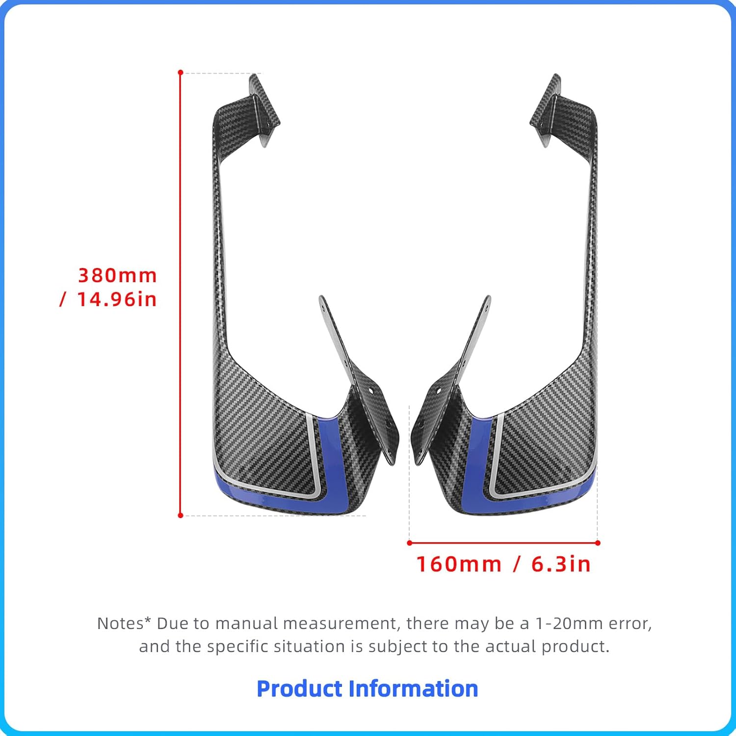 Motorcycle Fairing Kits Aerodynamic Wing Spoiler Air Deflector for Yamaha YZF R1 YZF-R1 R1M YZF-R1M 2015 2016 2017 2018 Motorcycle Body Kits Refit Modified Accessories (C-Red)