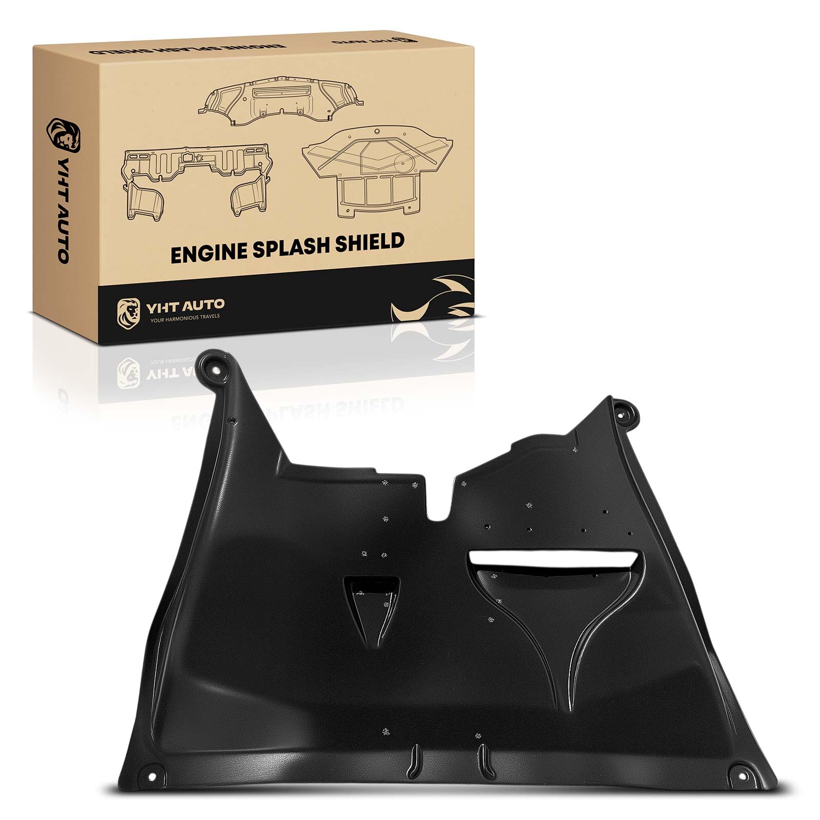 YHTAUTO Front Side Engine Splash Shield Compatible with Ford Flex/Taurus 2010-2012 V6 3.5L, Lincoln MKT 2010-2019 V6 3.7L, Plastic Splash Guard Engine Case Guards